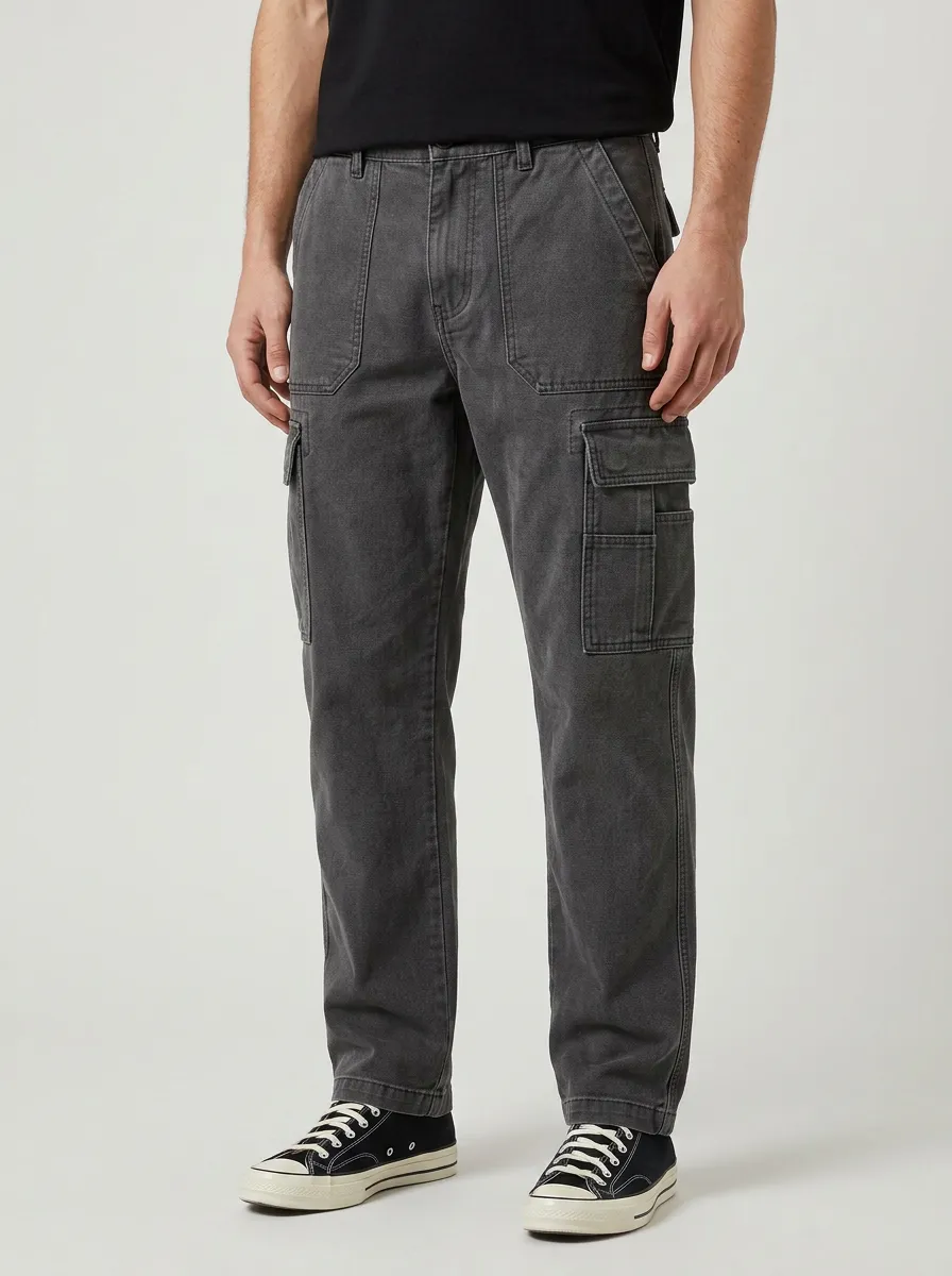 Men's Relaxed Canvas Streetwear Cargo Pants