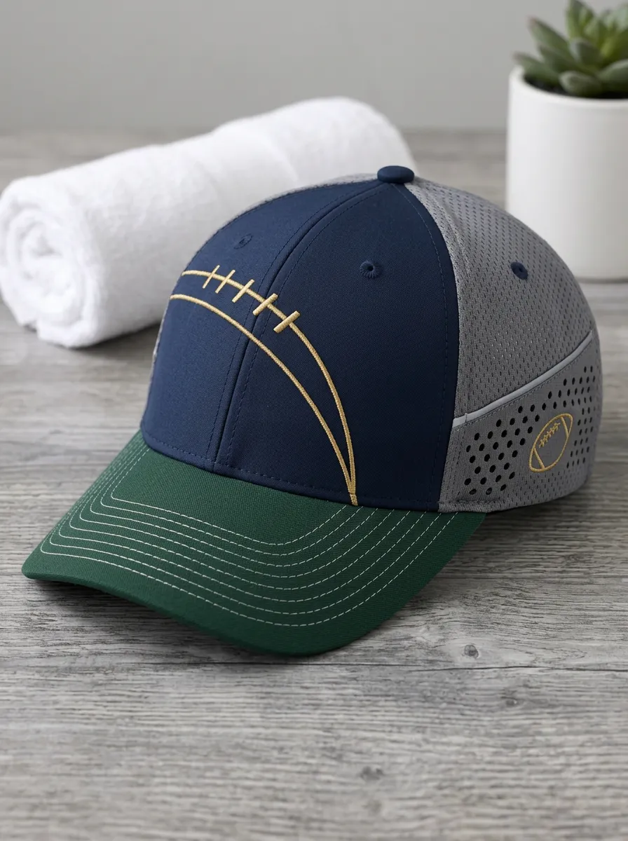 Men's American Football Fan Gold Stitch Pattern Printed Cap