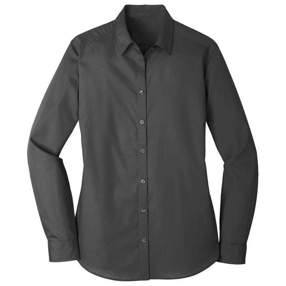 Women's Long-Sleeve Lightweight Cotton-Blend Poplin Shirt