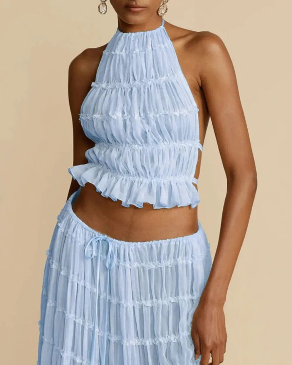 Pleated Back Halter Tank Set