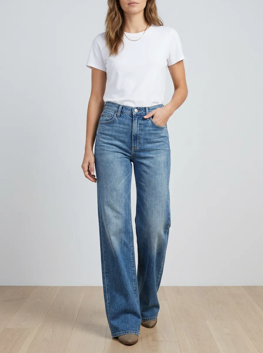 Everyday Wide-Leg Casual Denim Jeans