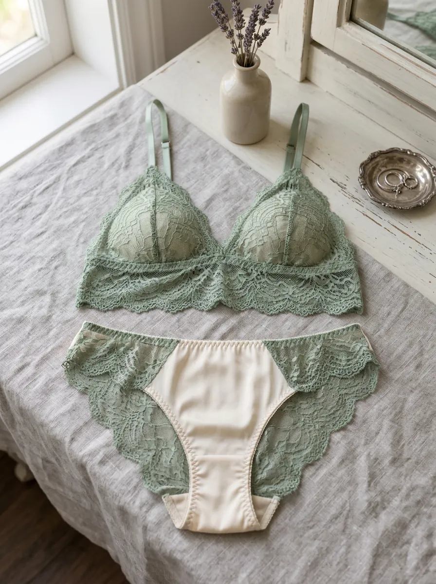 Women's Floral Lace And Lingerie Set