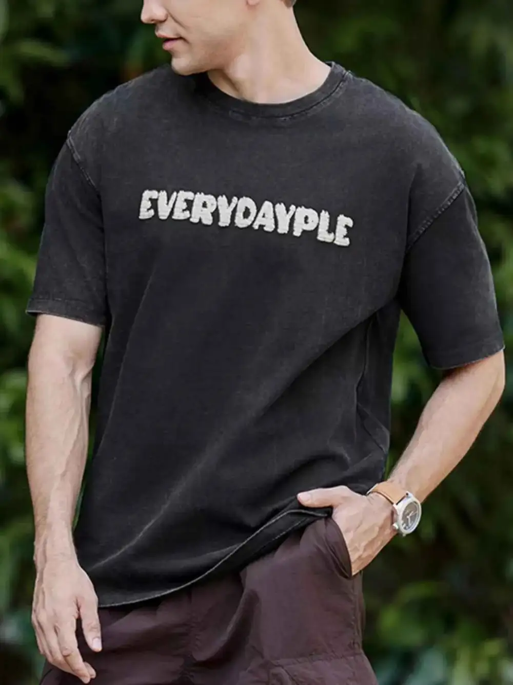 Letter Graphic Round Neck T-Shirt