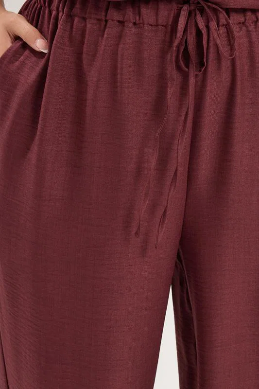 Wine Red Textured Wide Leg Trousers detail 3