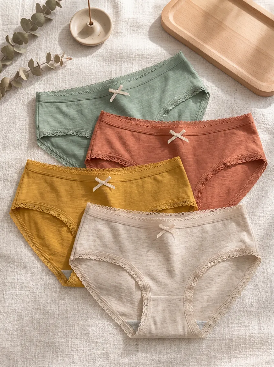 Women's Bow-Accent Lace-Trim Briefs Set