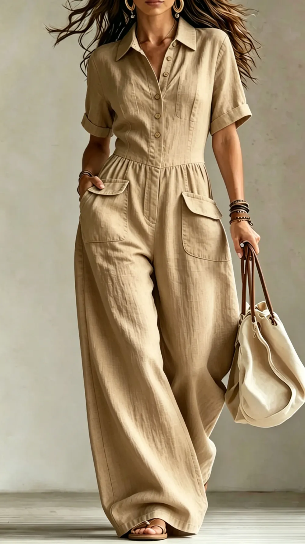 Button Detail Jumpsuit
