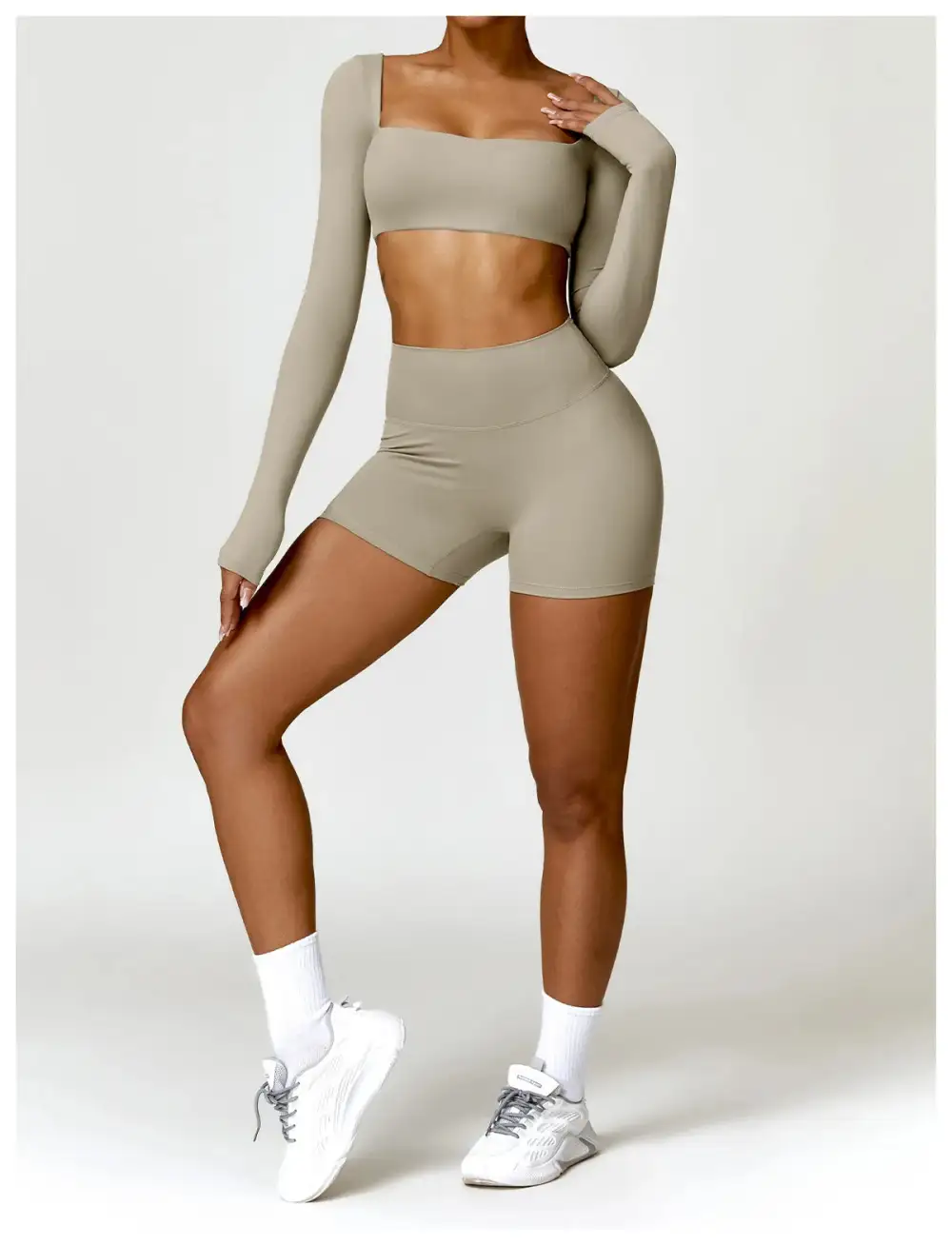 Piece Long Sleeve Gym Set Yoga Quick Running Leggings Workout Sports