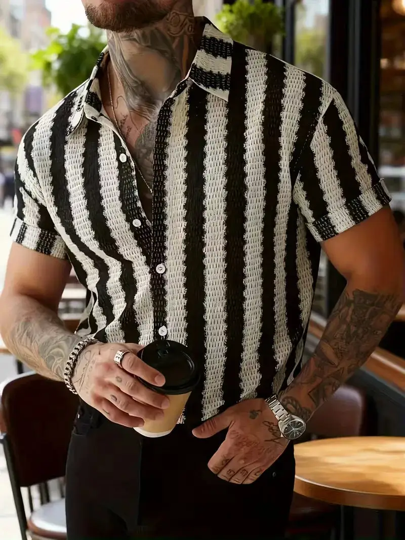 Striped Short Sleeve Casual Shirt