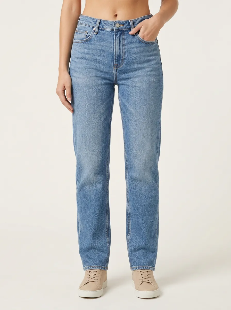 Straight Leg High Waist Casual Jeans