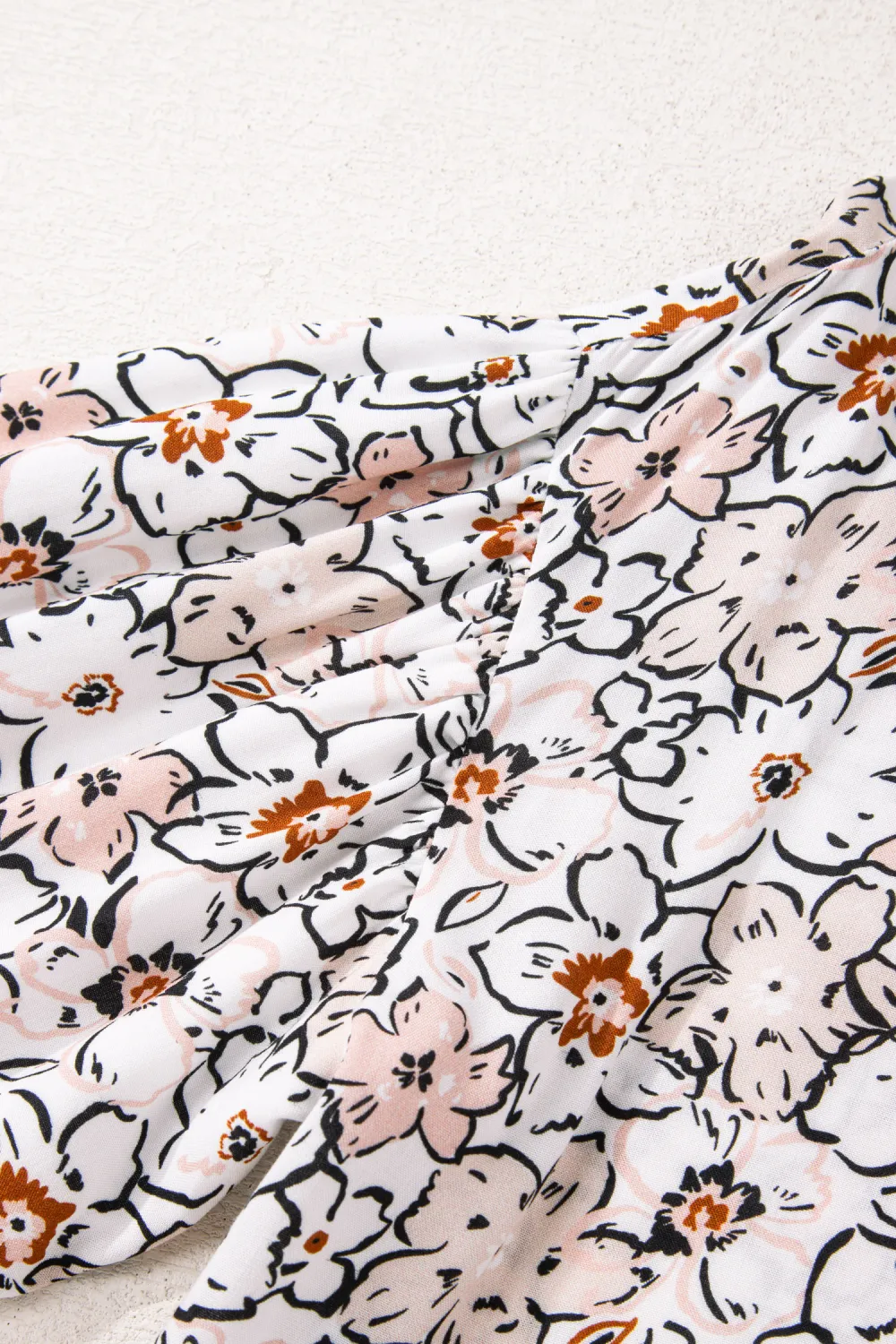 Khaki Bold Floral Print Frilled Shirt