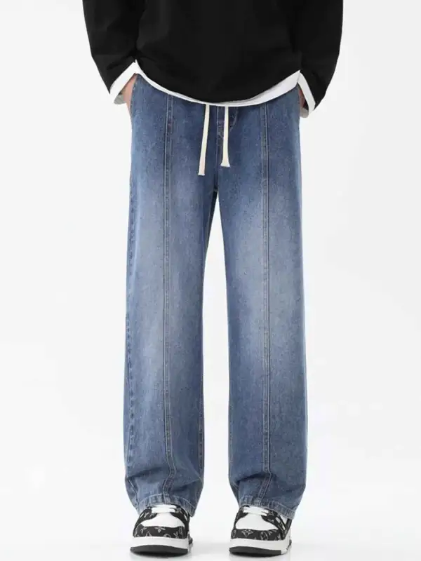 Relaxed Fit Wide Leg Drawstring Jeans