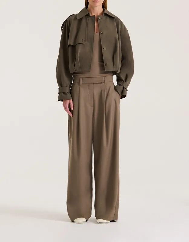 Cropped Cotton Trench Jacket