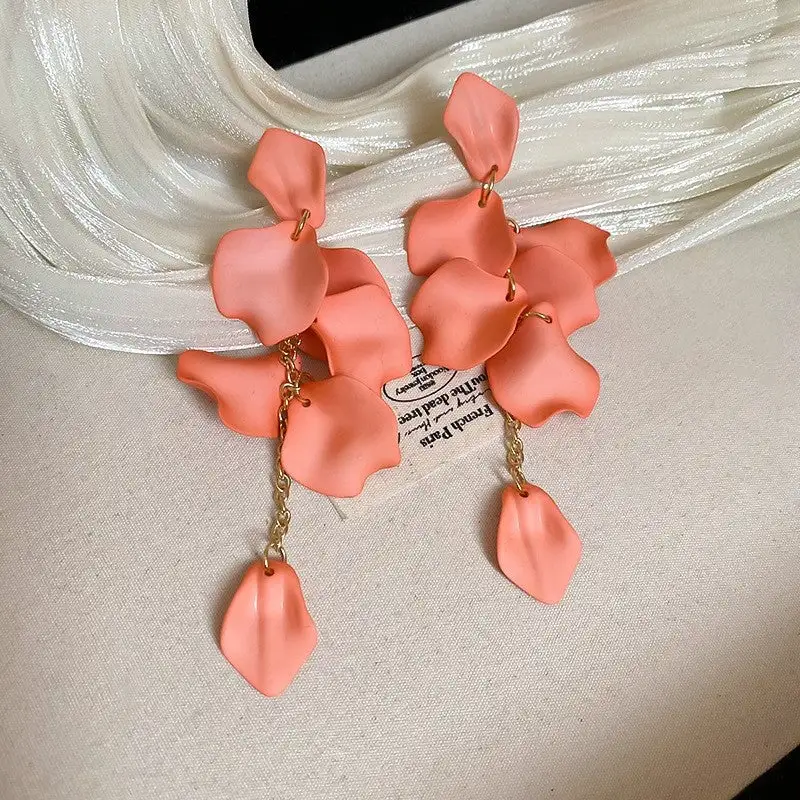 Vintage Rose Tassel Drop Earrings