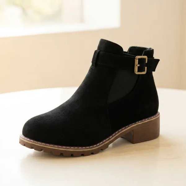 Low Heel Slip On Ankle Boots