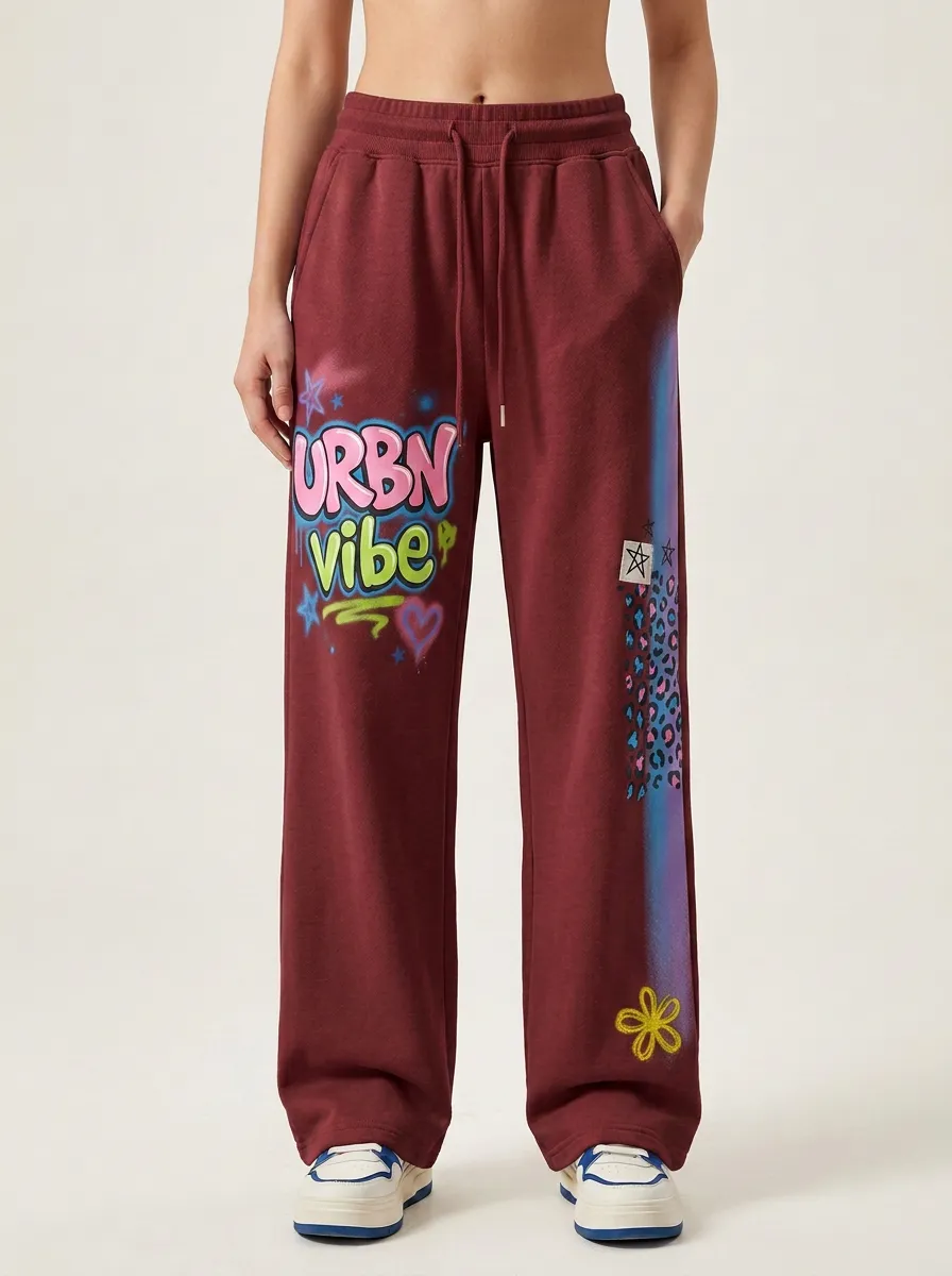 Women's Streetwear Urban Vibe Graffiti Leopard Printed Sweatpants