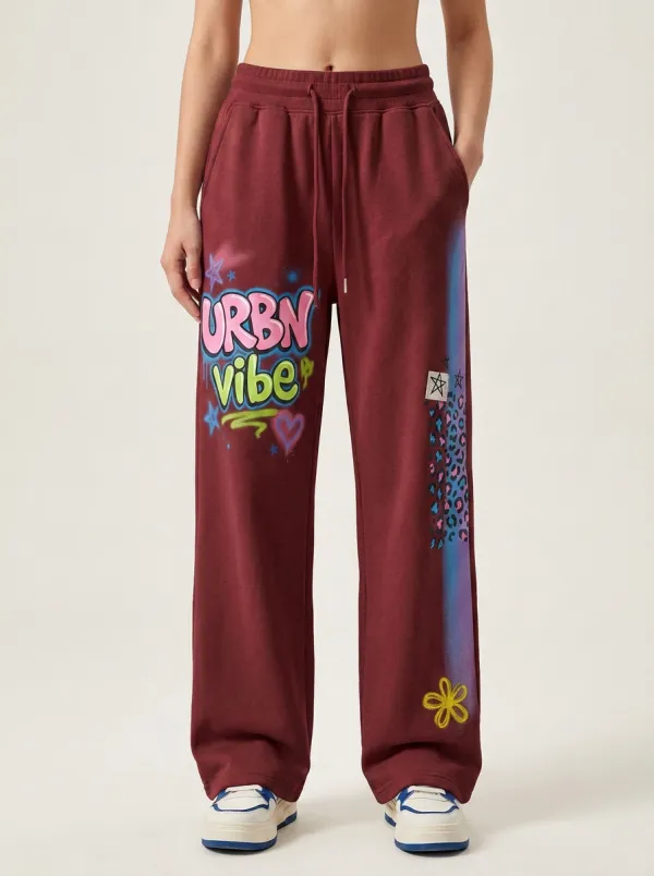 Women's Streetwear Urban Vibe Graffiti Leopard Printed Sweatpants