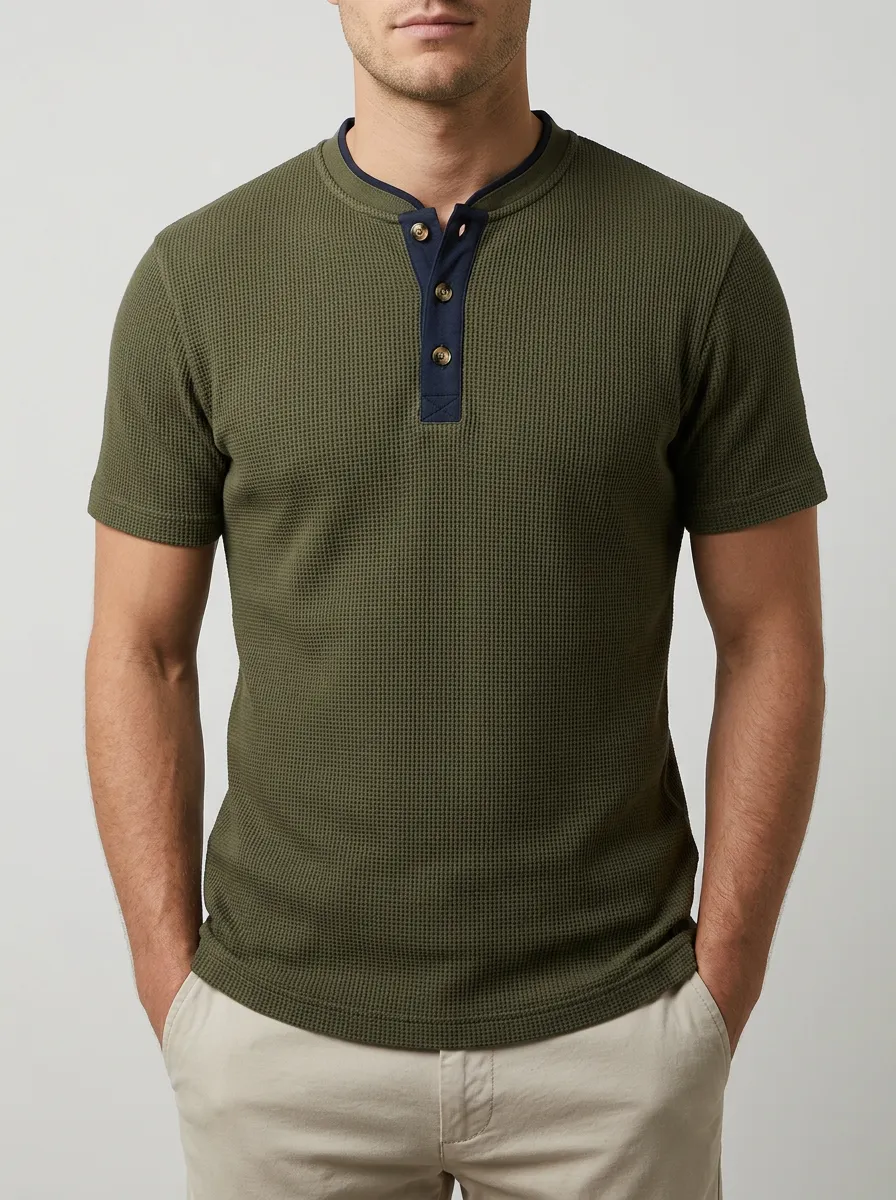 Refined Easy-Fit Men's Short-Sleeve Henley Shirt