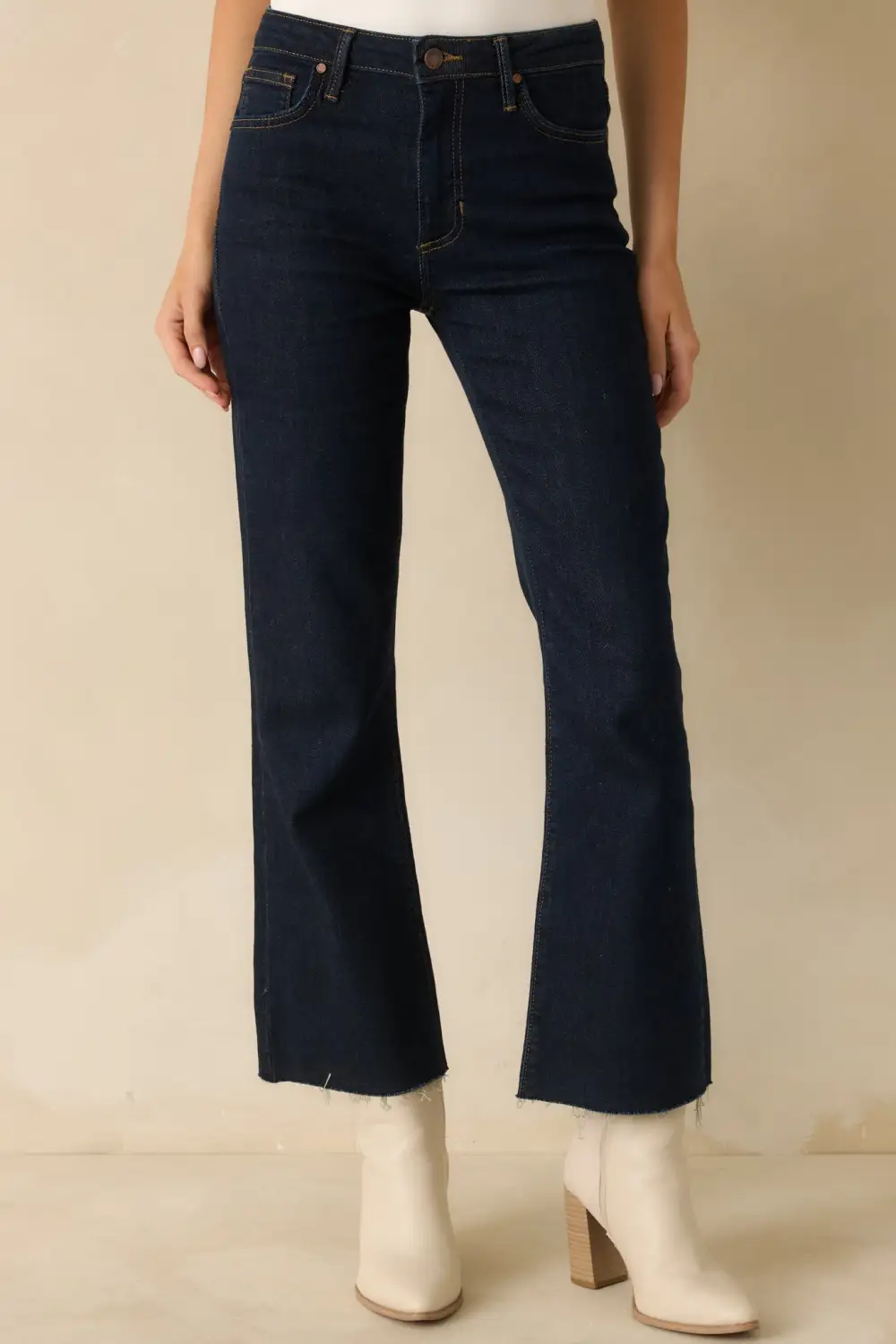Curve Dark Wash Cropped Flare Jeans