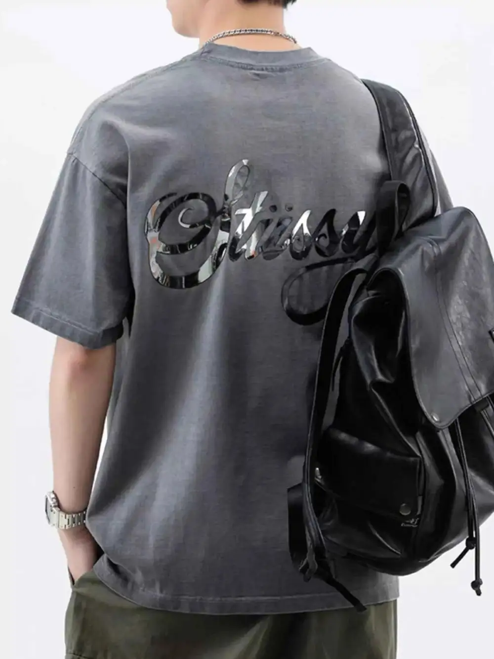 Oversized Round Neck Letter Graphic T-Shirt