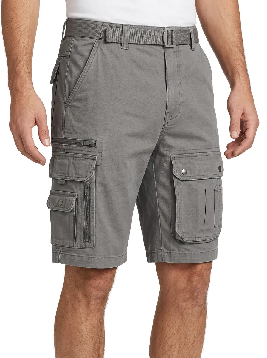 Men's Multi-Pocket Reinforced-Seam Cargo Shorts