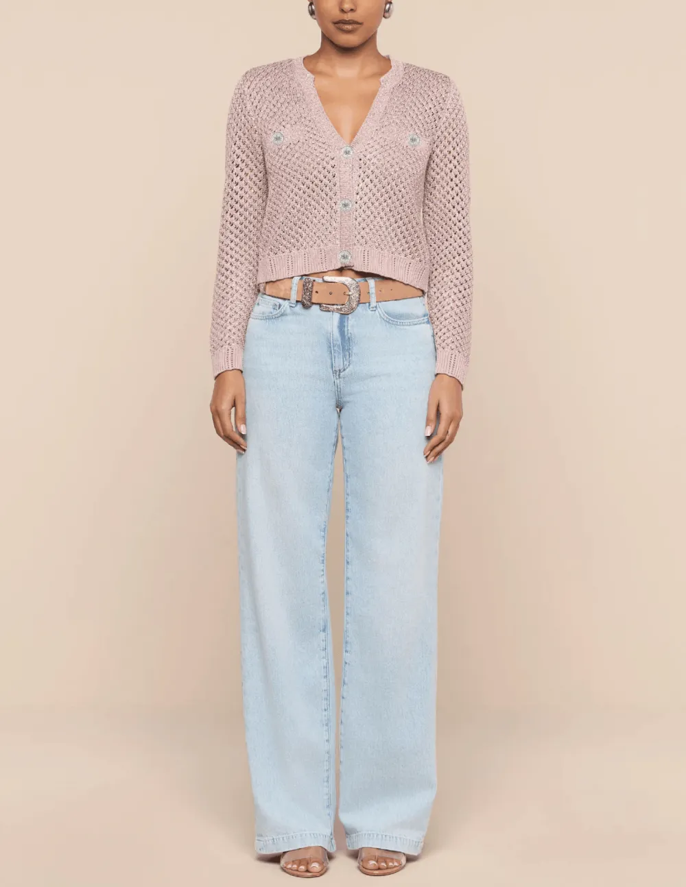 Sequin Knitted Cropped Cardigan