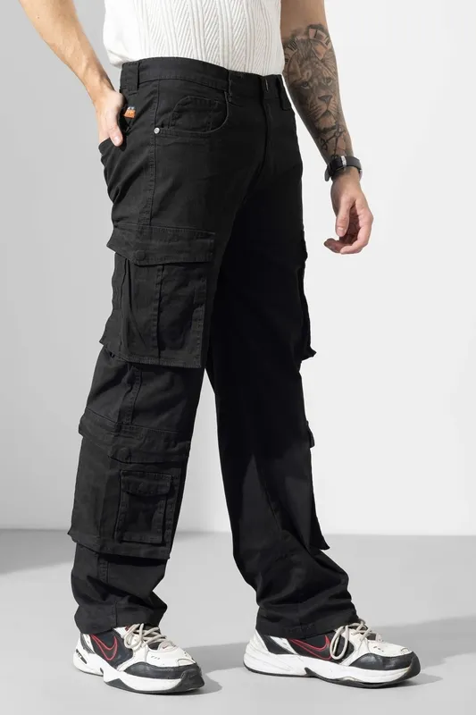 Black Multi Pocket Cargo Pants