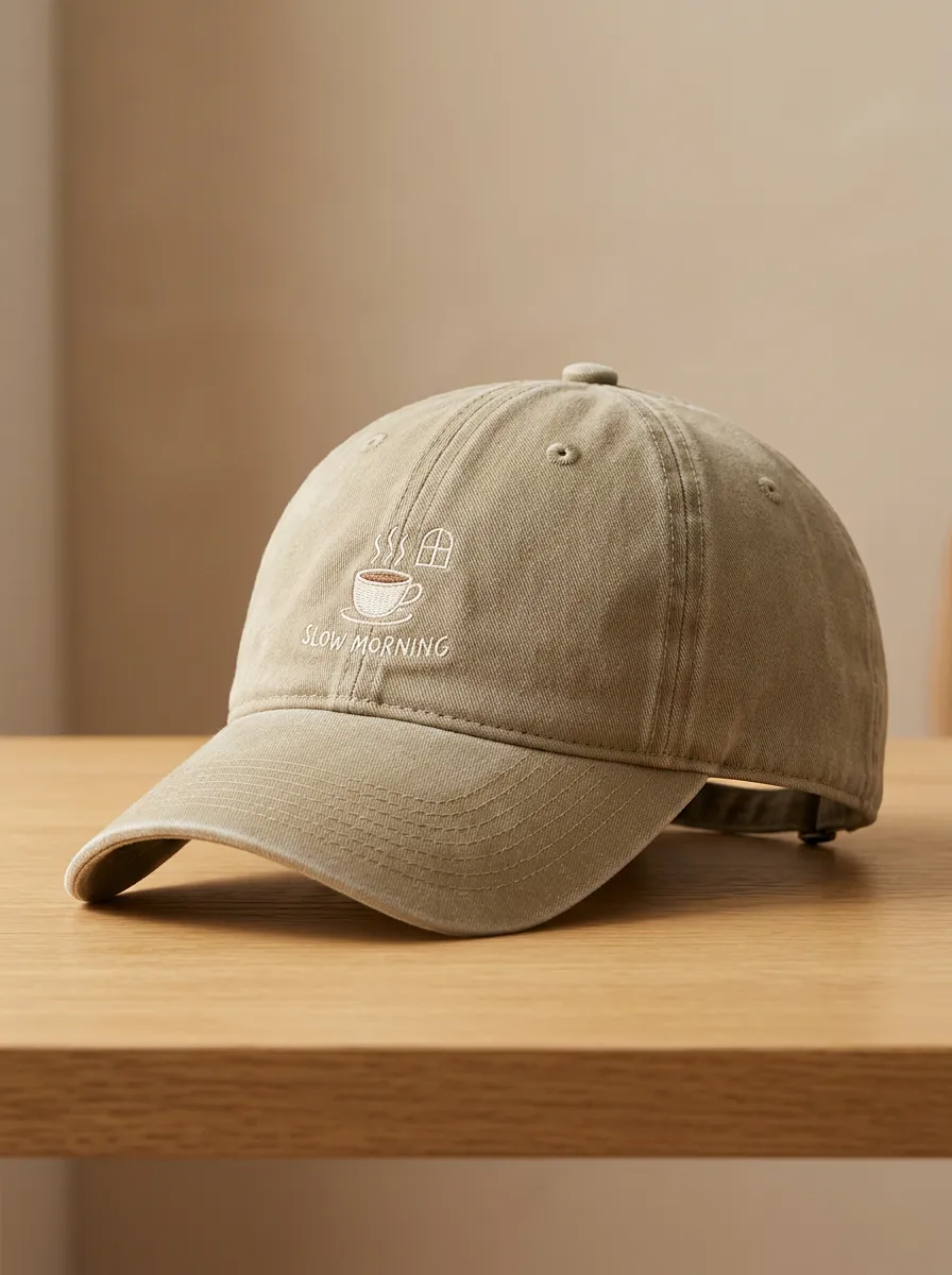 Classic Shape Coffee-Lover Slow-Morning Embroidered Unisex Baseball Cap