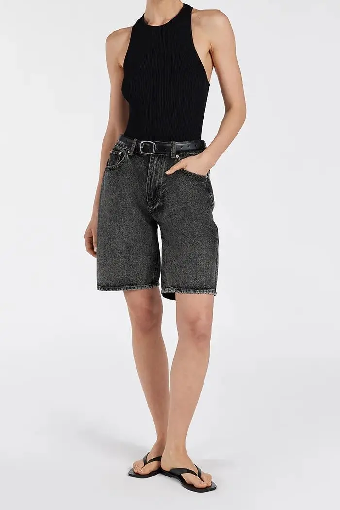 CREAM BERMUDA DENIM SHORT