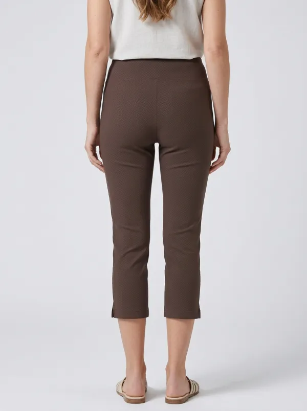 Classic Textured Style Women's Stretch Capri Pants