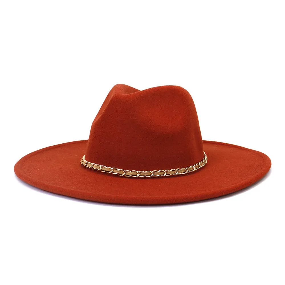 Camel Chain Big Brim Peach Heart Top Hat