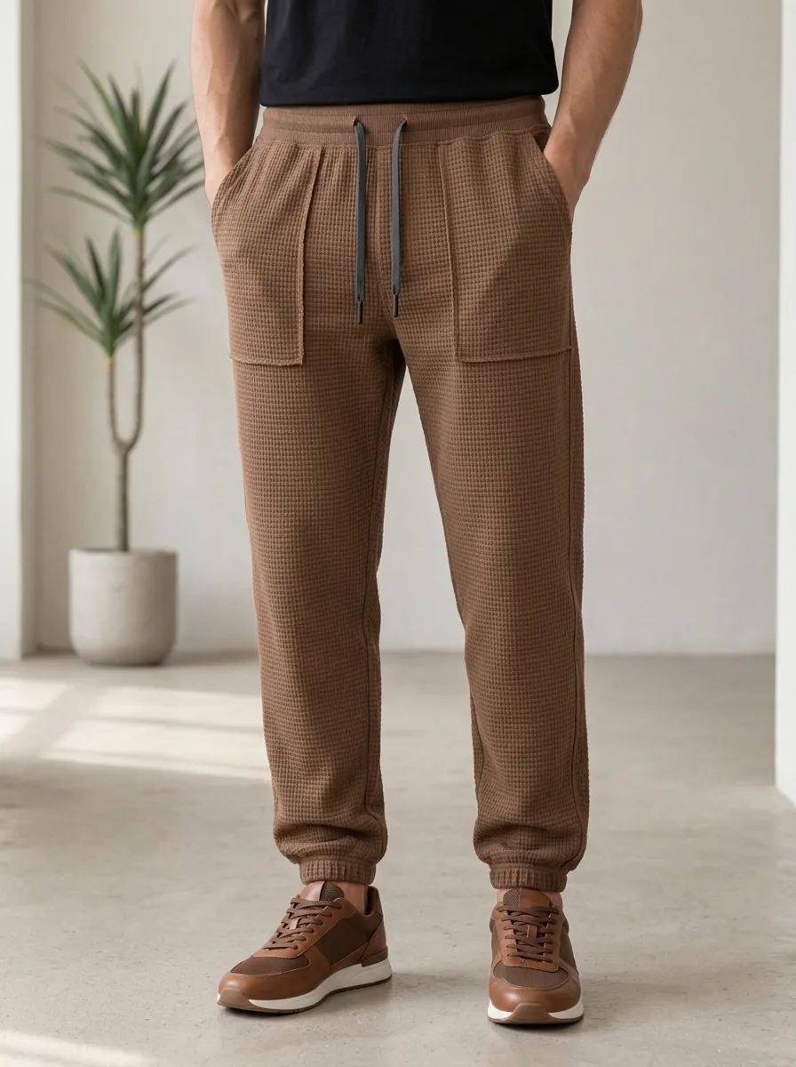 Men's Waffle-Knit Drawstring Joggers Jogger Fit