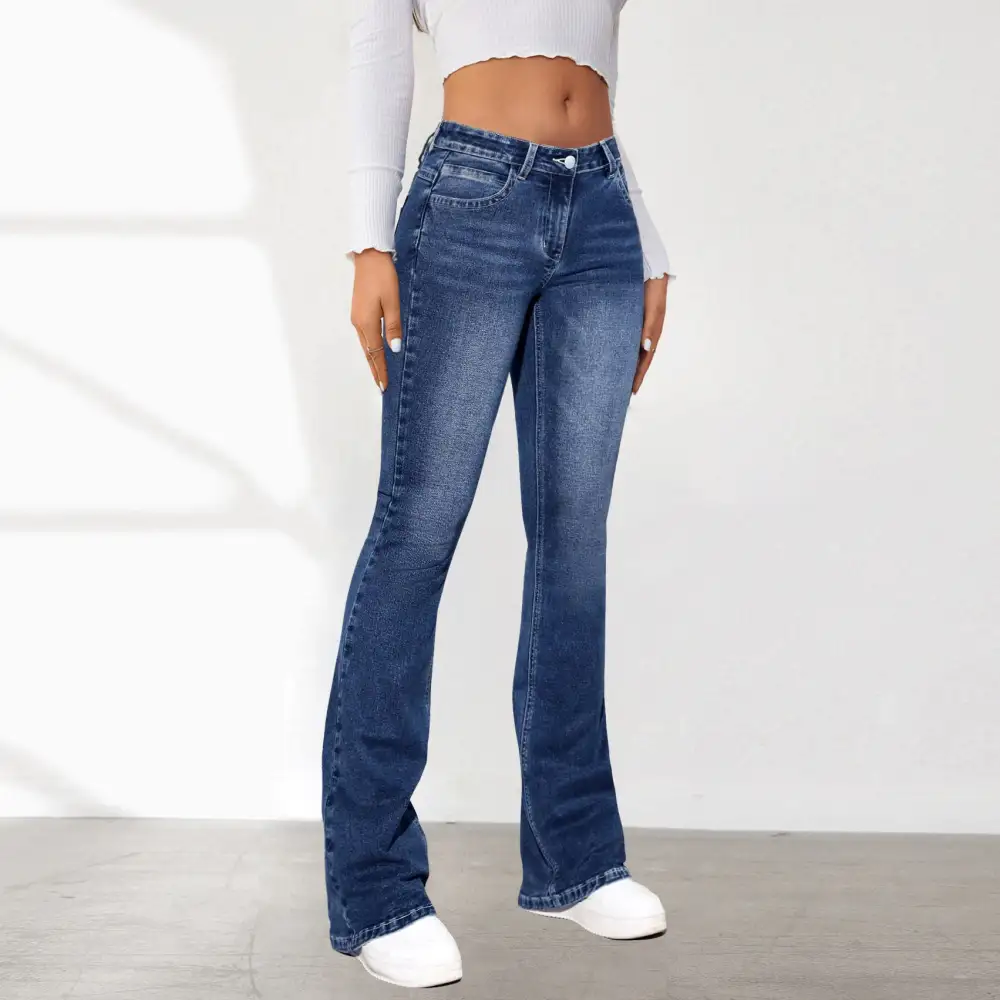 Women's Flared Slim Fit Washed Jeans
