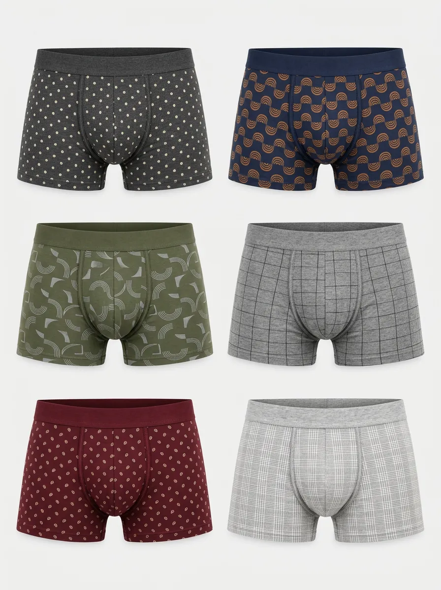 Men's Summit Geometric Patterned Multi-Pack Printed Boxer Briefs