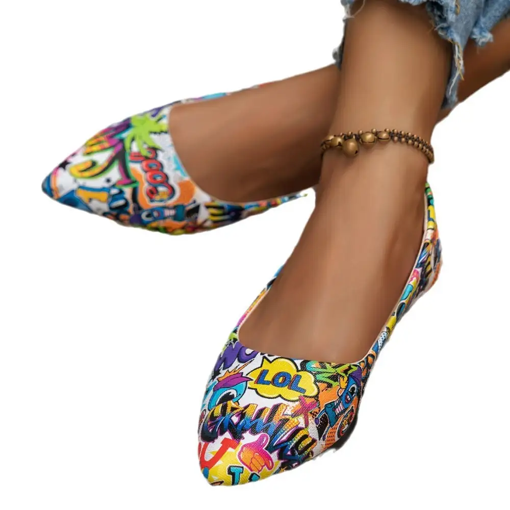 Pointed Toe Slip On Floral Detail Everyday Pumps