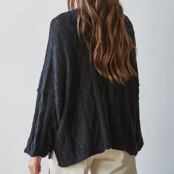 Cable Knit Three-Quarter Sleeve Sweater