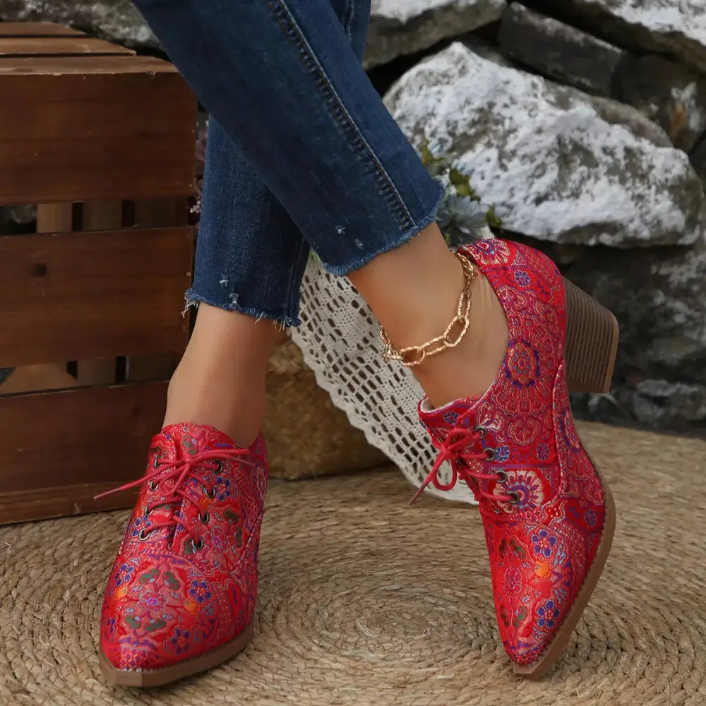 Refined Pointed Toe Block Heel Ankle Boots