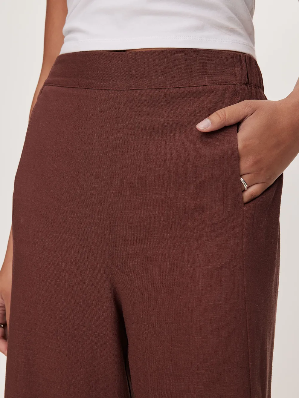 Simple Solid Color Cropped Wide-Leg Pants