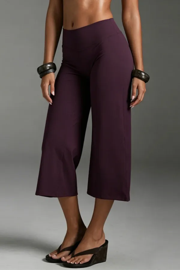 High-Waist Wide-Leg Running Capri Trousers