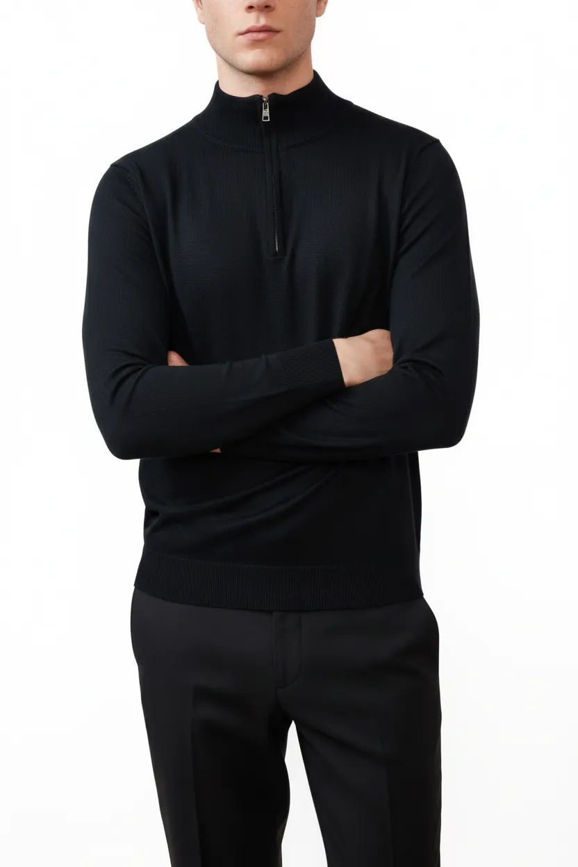 Viscose Refined Half Zip Sweater