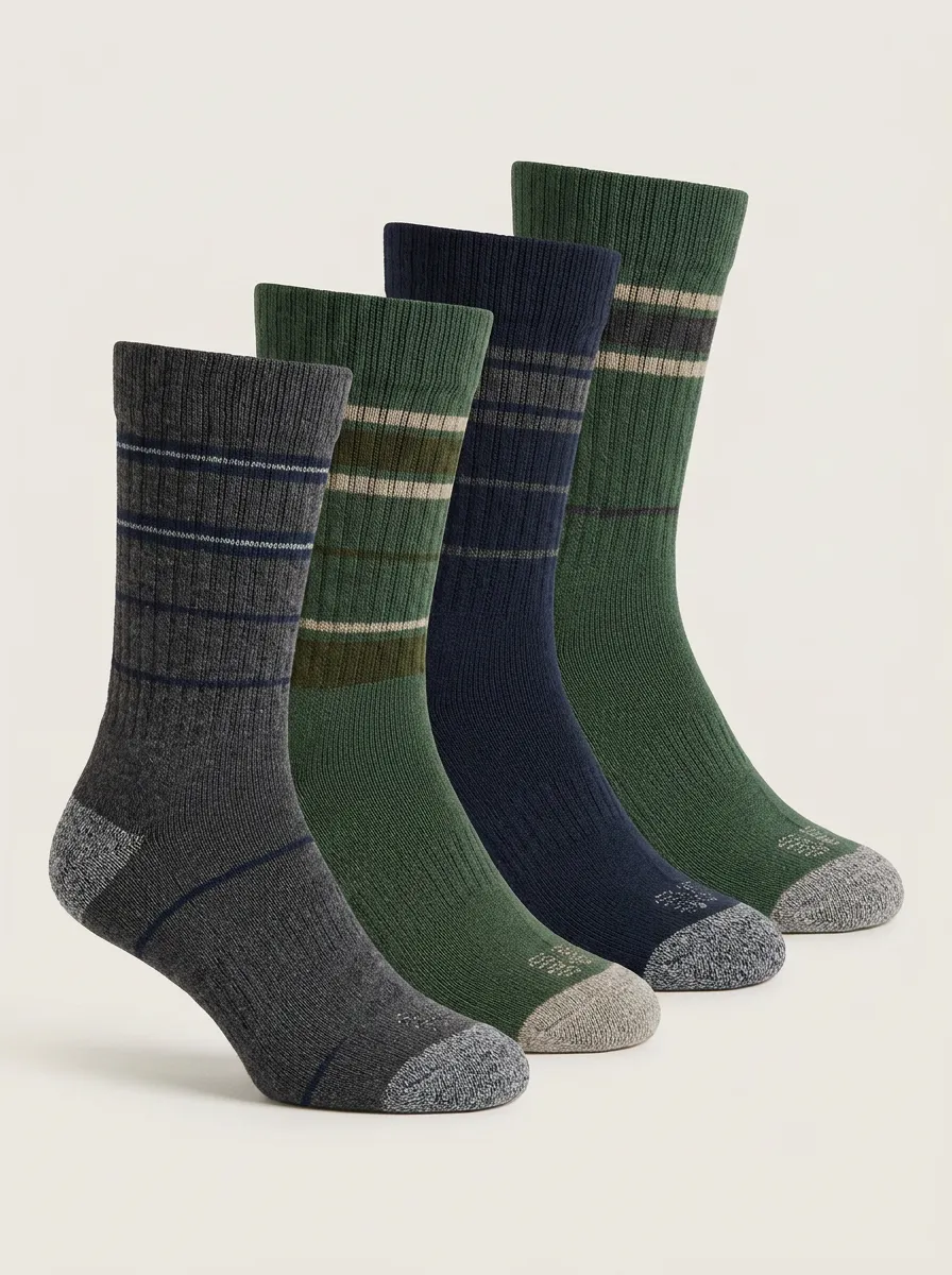 Rugged Men's Four-Pair Long Socks