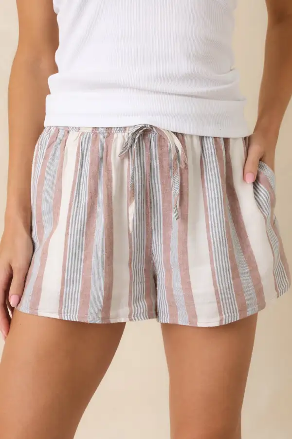 Relaxed-Fit Drawstring Linen-Blend Striped Shorts