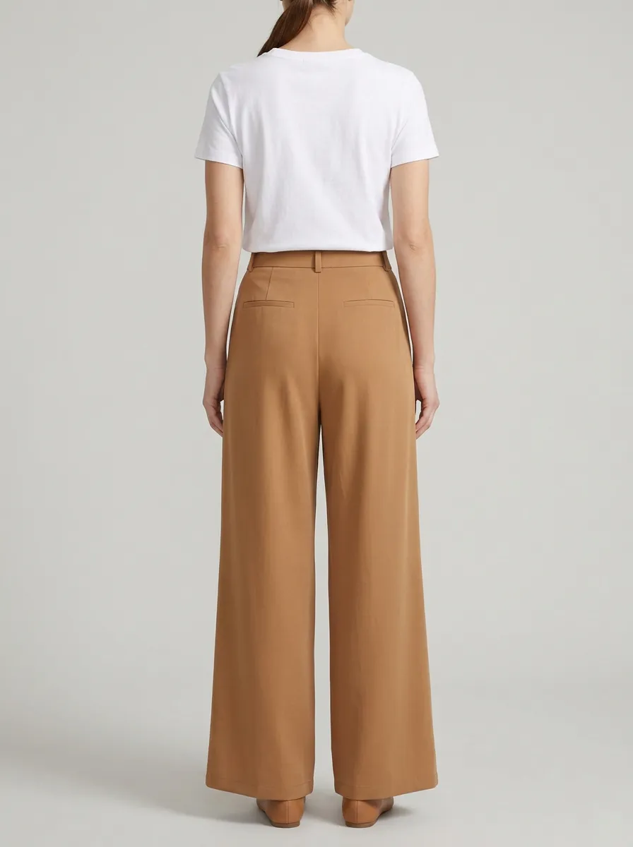 Women's Belt-Loop Pleated Wide-Leg Trousers