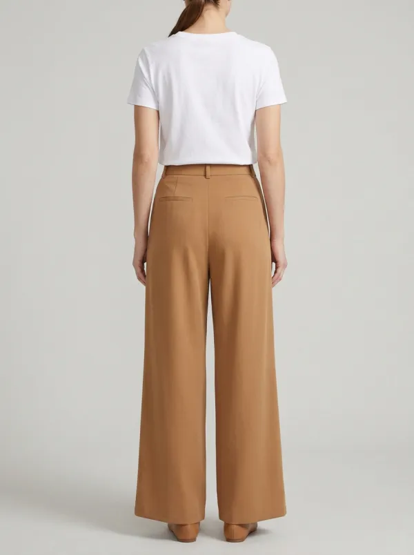 Women's Belt-Loop Pleated Wide-Leg Trousers