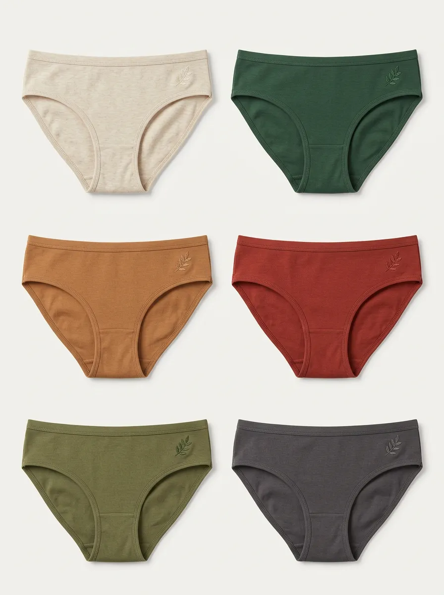 Women's Six-Pair Hip Leaf Embroidered Classic Brief Set