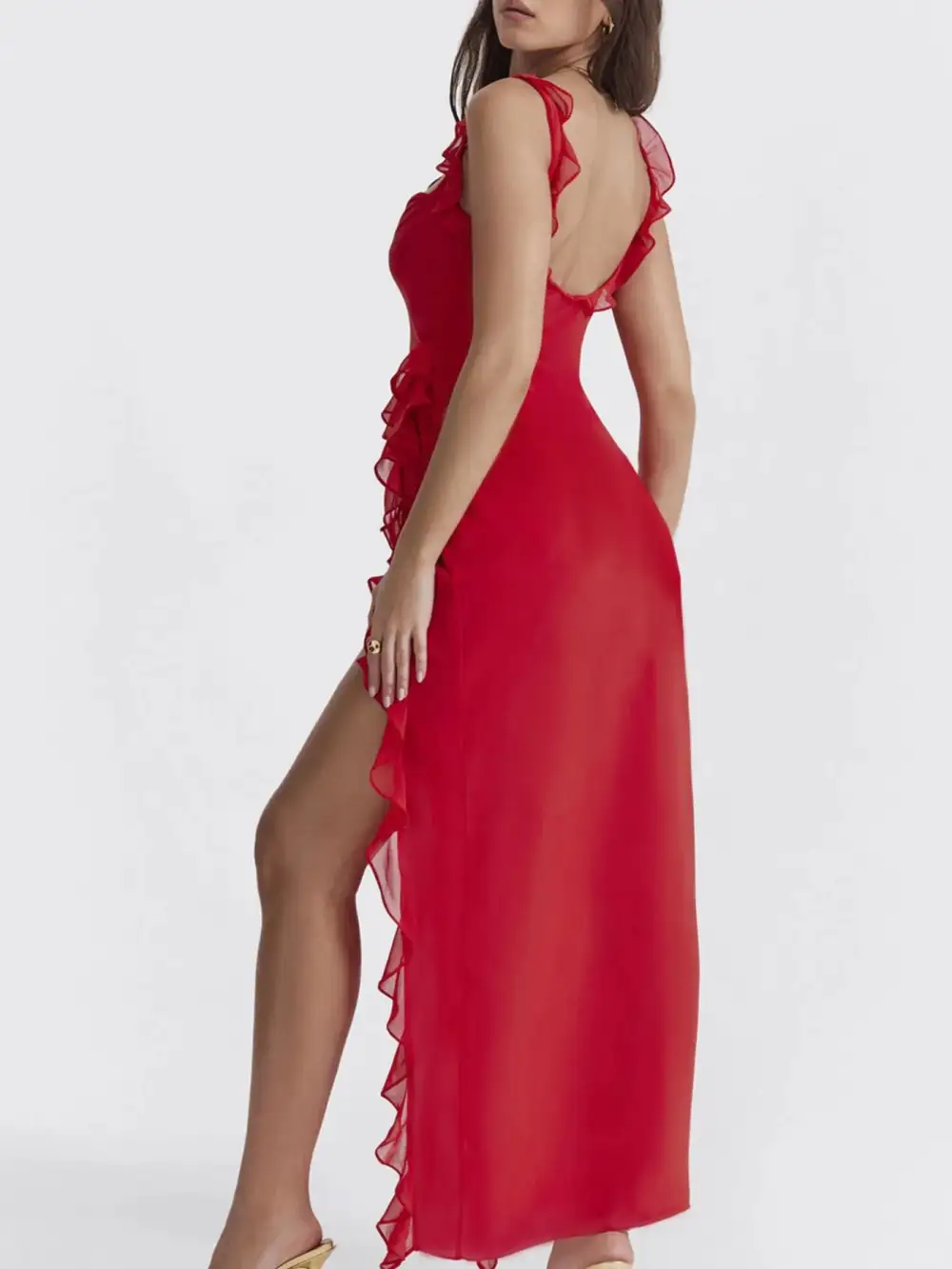 Easy Fit Square Neck Ruffle Maxi Dress