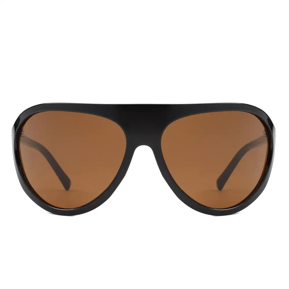 Retro Bold Wraparound Shield Aviator Sunglasses