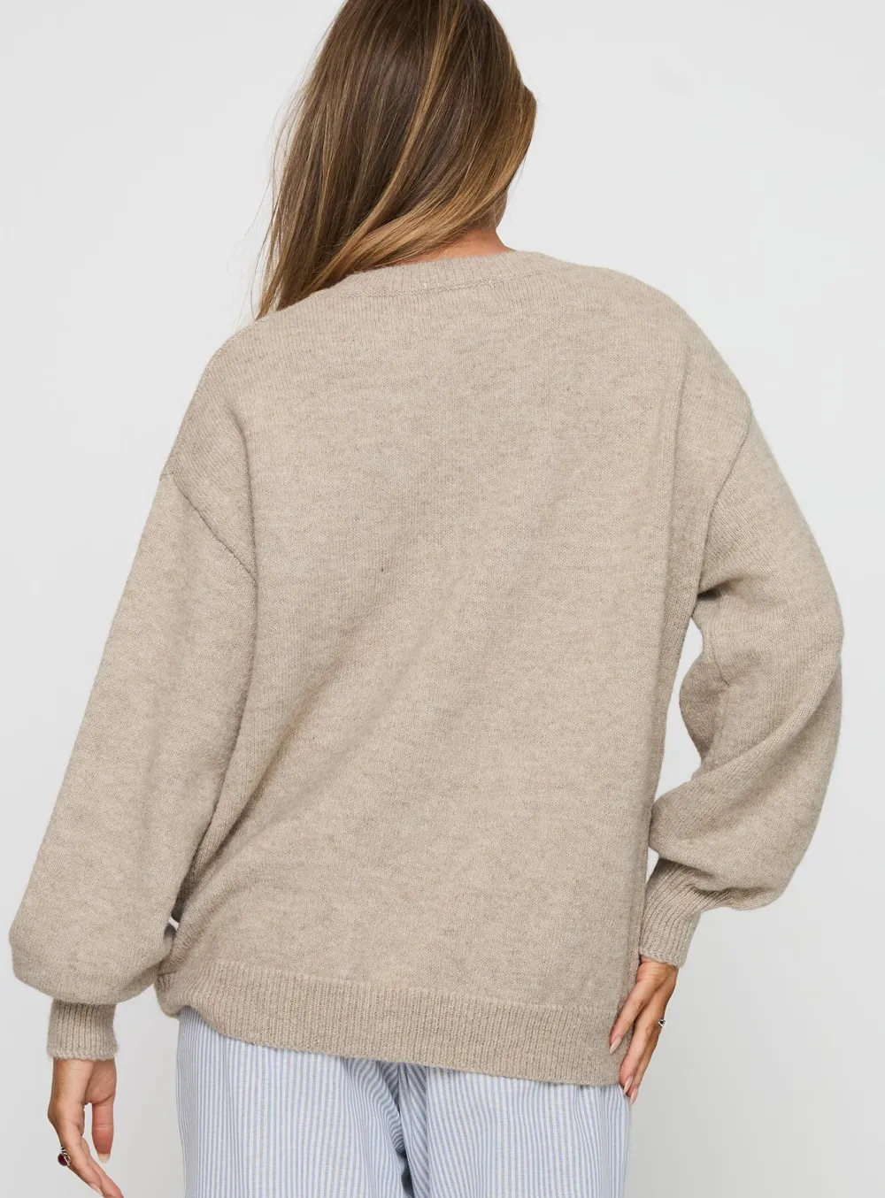 Beige Oversized Knit Sweater
