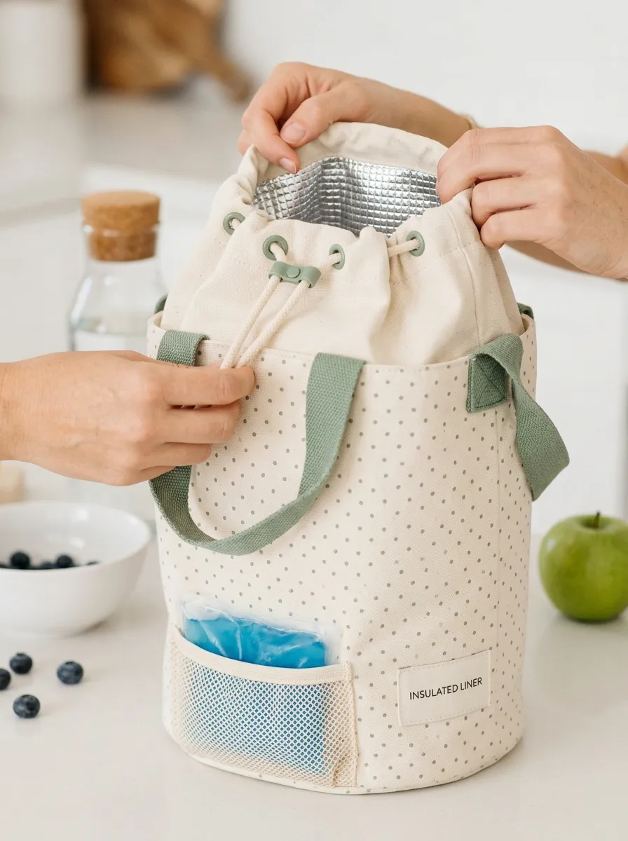 Picnic Lunch Polka Dot Pattern Insulated Printed Cooler Bag