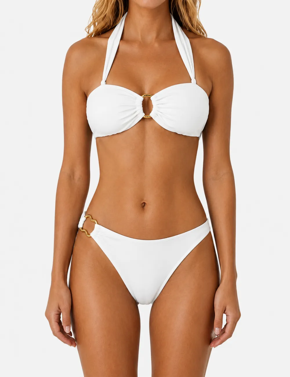 Halter Ring Halter Bandeau Two Piece Bikini Set