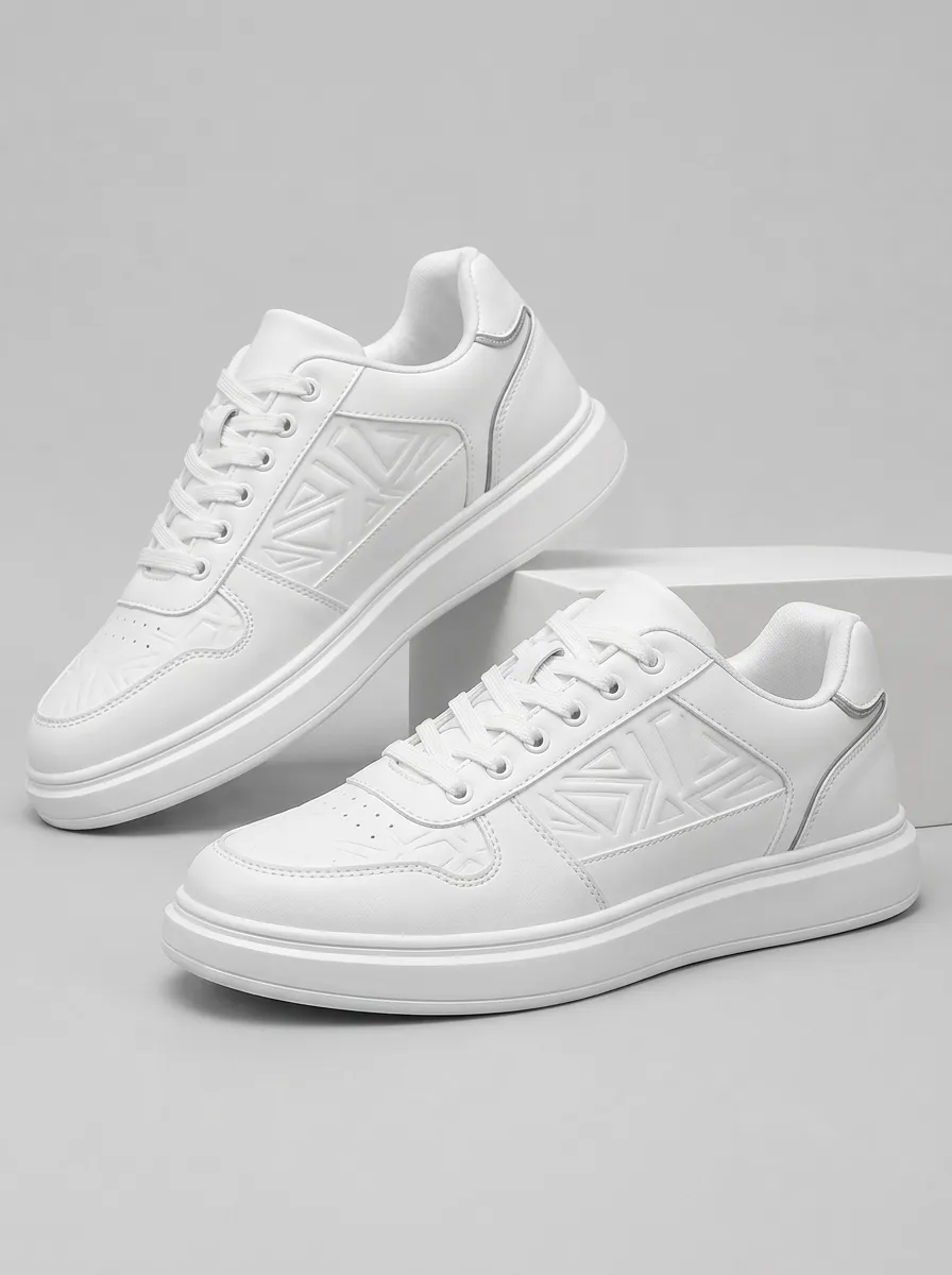 Men's Low-Profile Geometric Pattern Embossed Skate Shoes